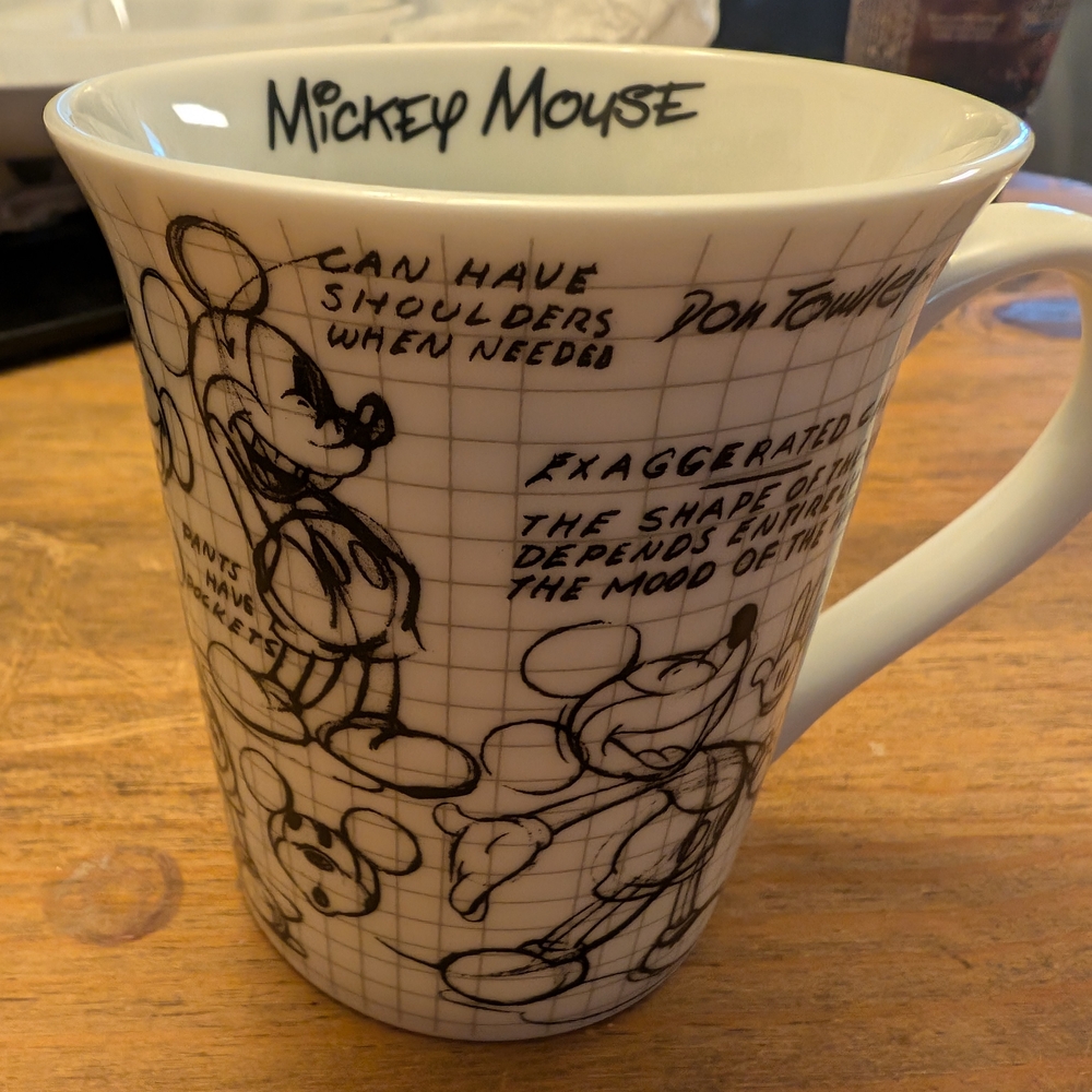 Disney Mickey Mouse Sketch Mug - Black and White Vintage Disney Collectibles
